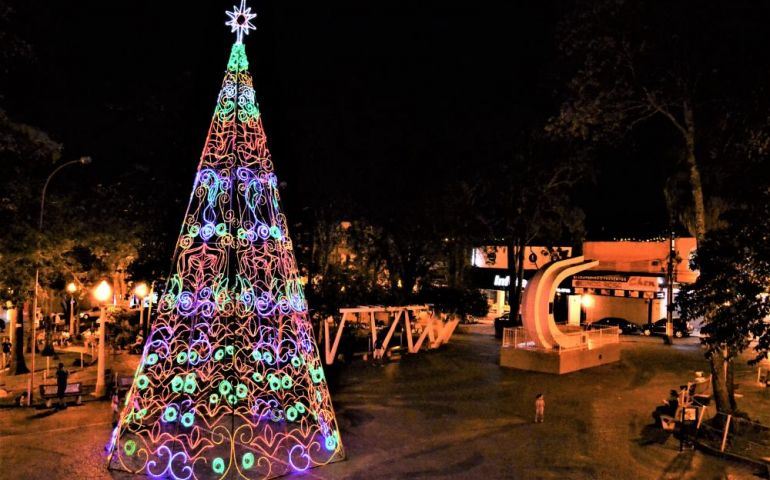 Árvore de Natal gigante é atração no Largo São João