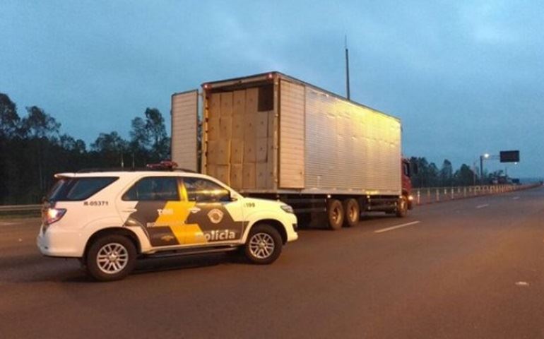 Motorista é flagrado com carga de cigarros contrabandeados em caminhão