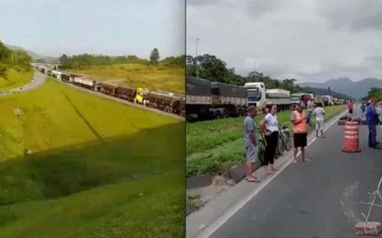 Caminhoneiros ampliam paralisações e acesso ao maior porto exportador do Brasil vira um caos
