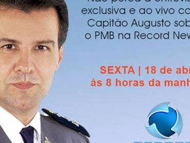 Dia 18 de abril as 8 horas da manhã, o capitão Augusto será entrevistado ao vivo pela Record News 